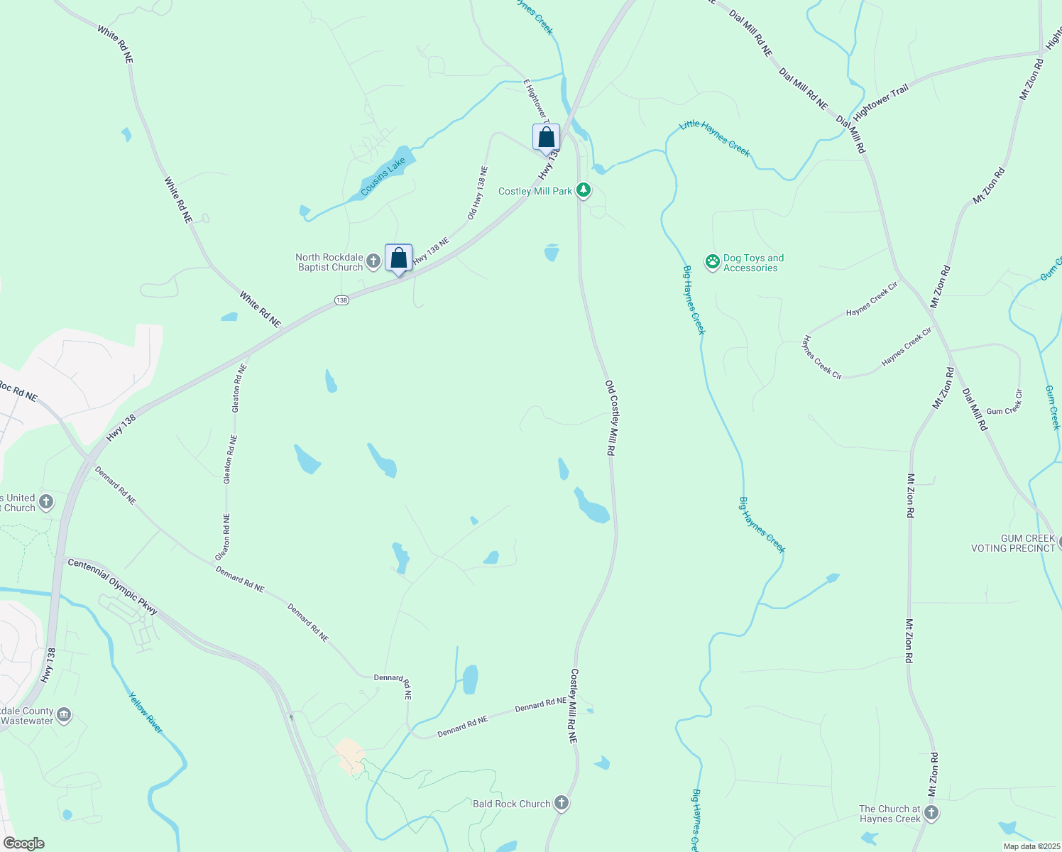 map of restaurants, bars, coffee shops, grocery stores, and more near Unnamed Road in Conyers