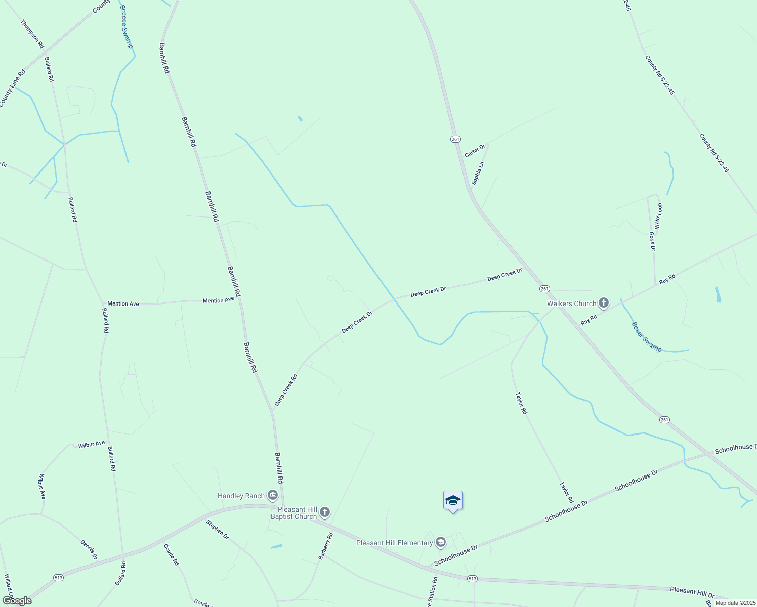 map of restaurants, bars, coffee shops, grocery stores, and more near 735 Deep Creek Drive in Hemingway