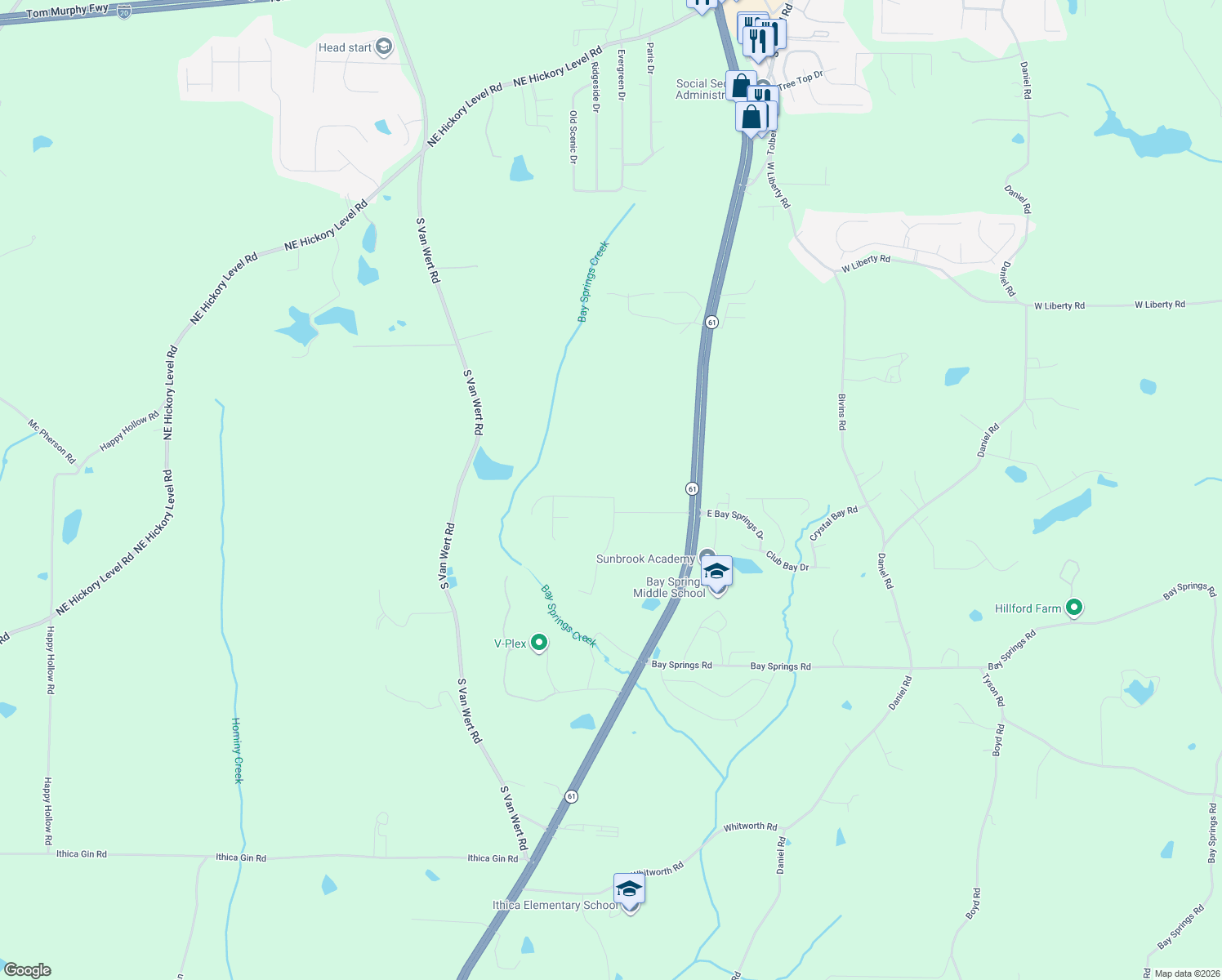 map of restaurants, bars, coffee shops, grocery stores, and more near 401 Charleston Place in Villa Rica