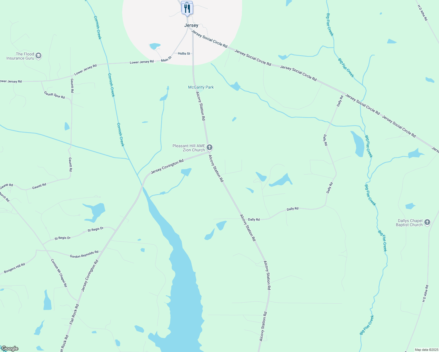 map of restaurants, bars, coffee shops, grocery stores, and more near 2109 Ella Springs Drive in Covington