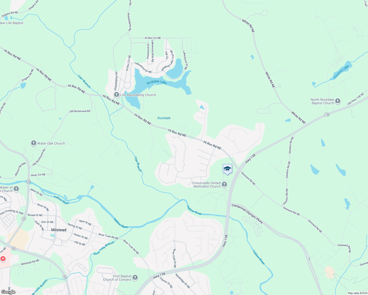map of restaurants, bars, coffee shops, grocery stores, and more near 2014 Jessica Way in Conyers