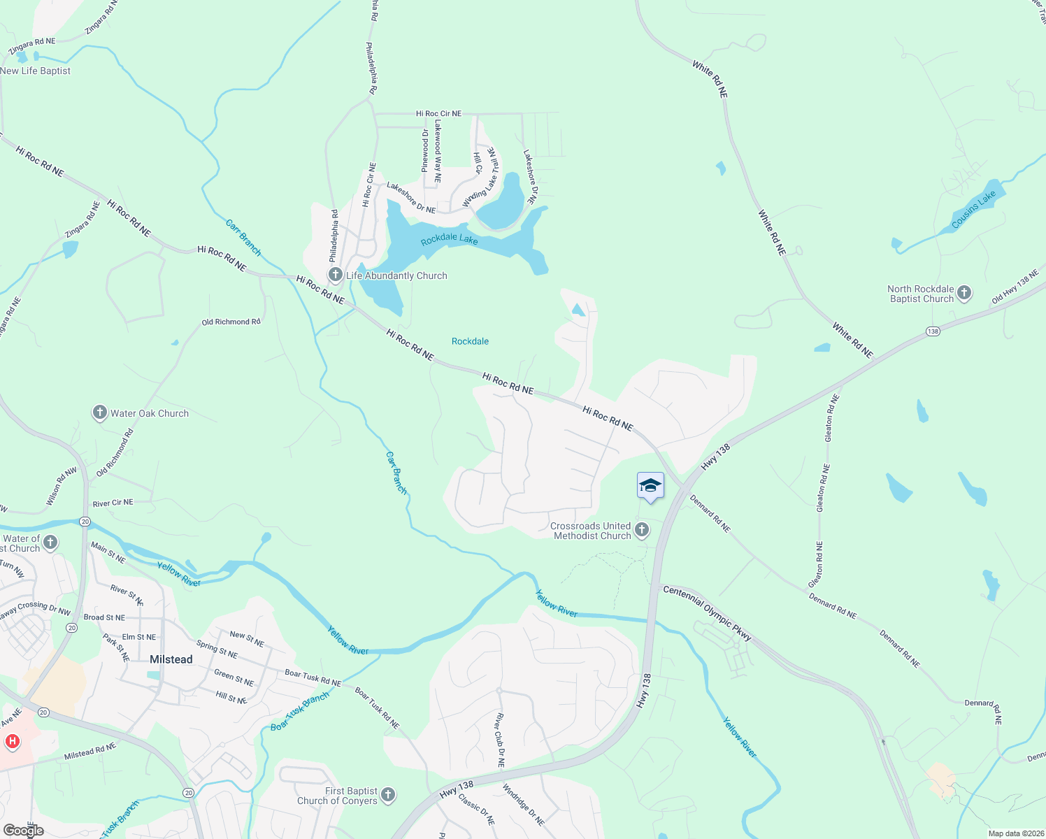 map of restaurants, bars, coffee shops, grocery stores, and more near 2014 Jessica Way in Conyers