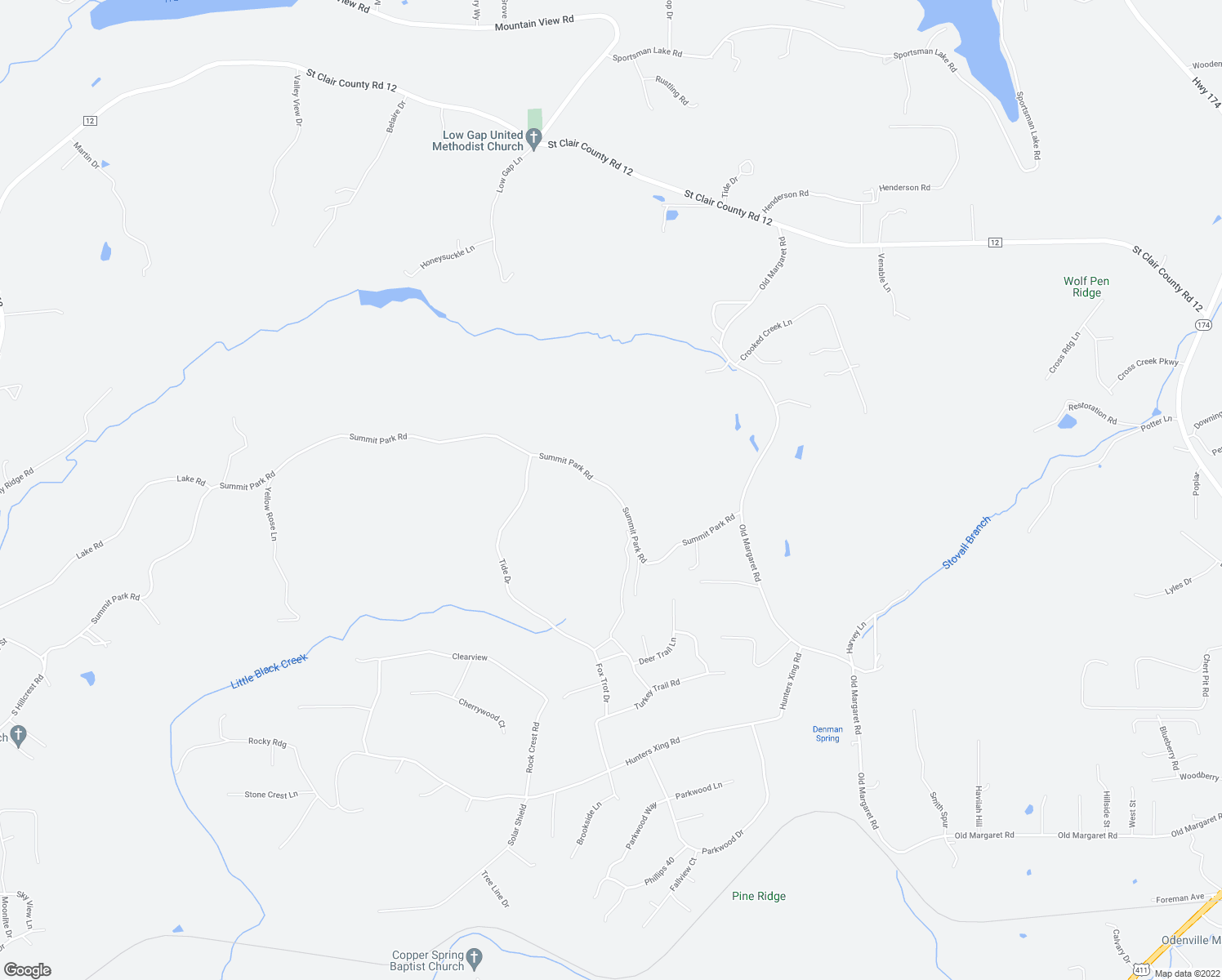 map of restaurants, bars, coffee shops, grocery stores, and more near 2495 SUMMIT PARK ROAD in Odenville