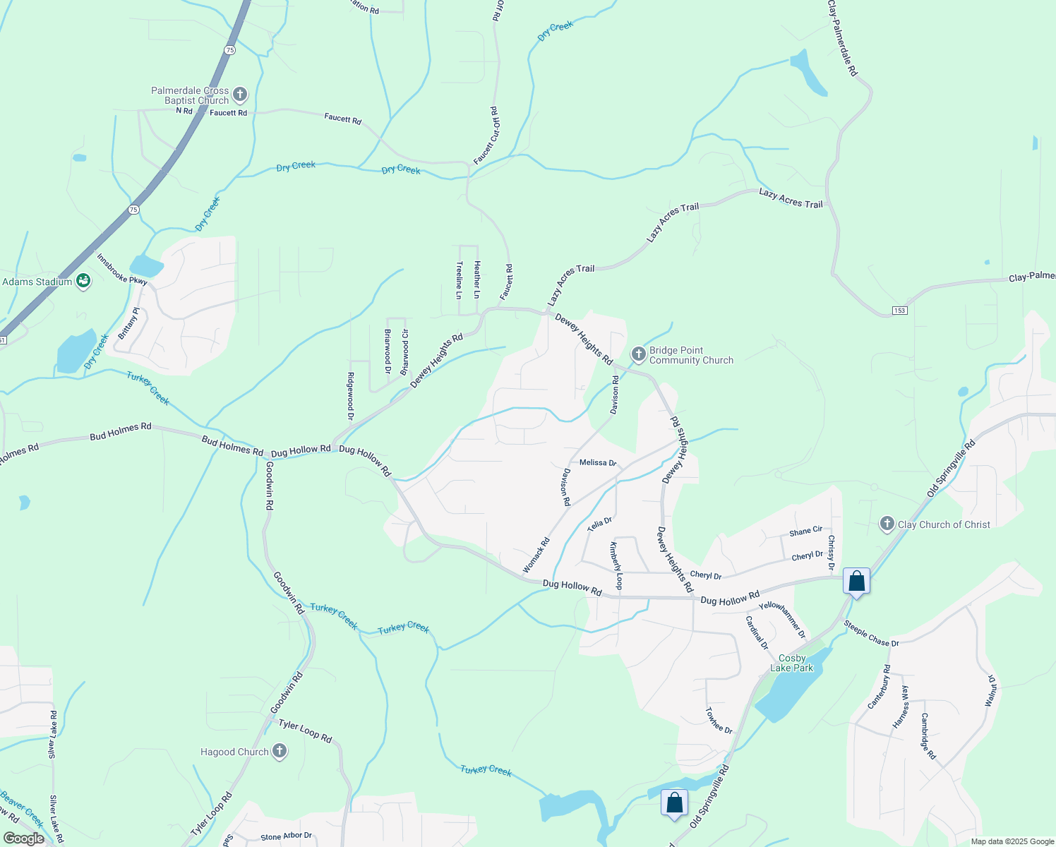 map of restaurants, bars, coffee shops, grocery stores, and more near 4663 Deer Foot Path in Pinson