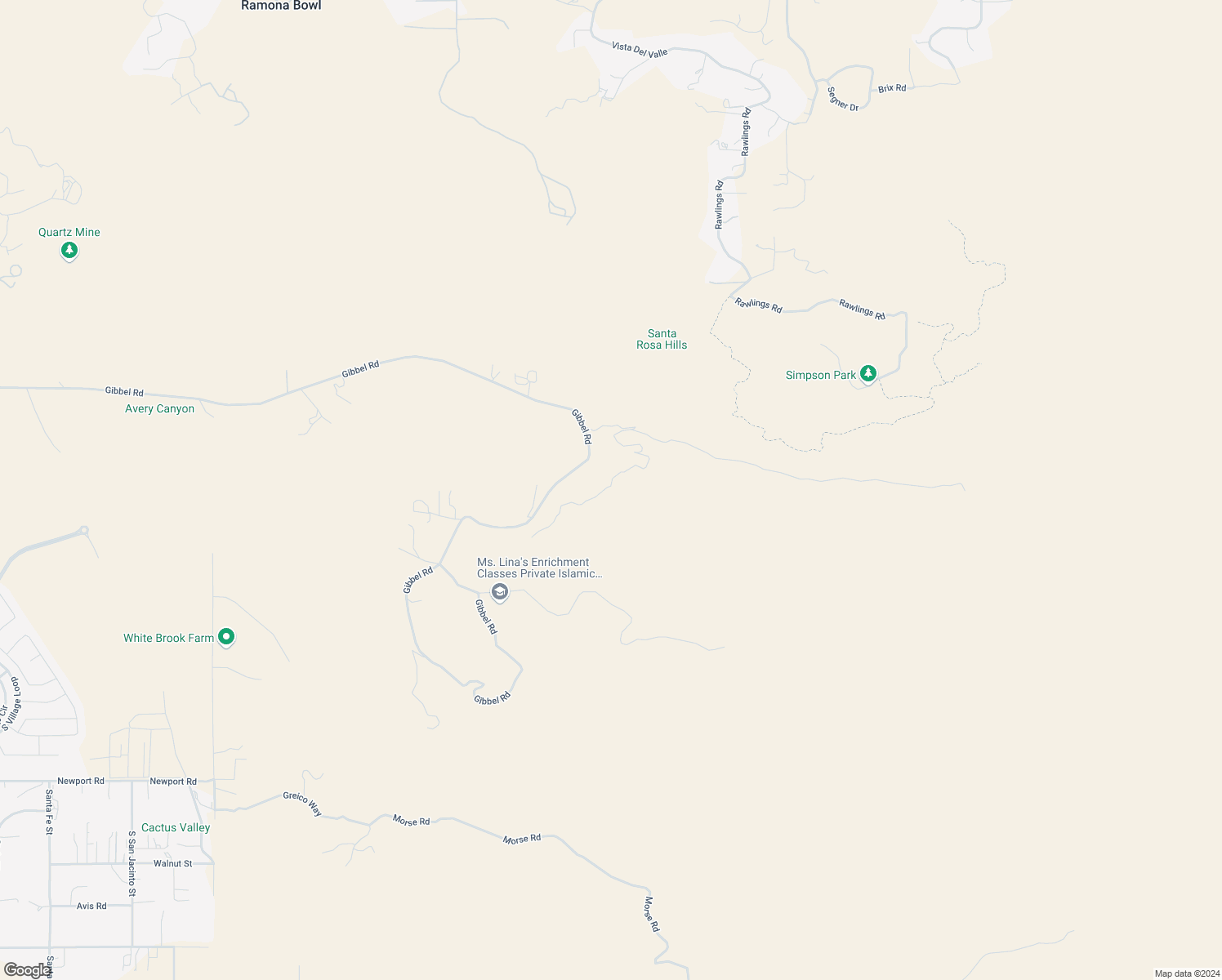 map of restaurants, bars, coffee shops, grocery stores, and more near Gibbel Road in Hemet