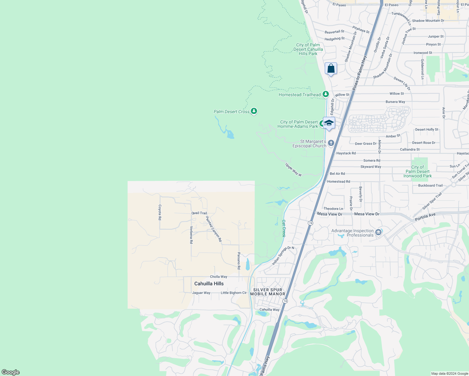 map of restaurants, bars, coffee shops, grocery stores, and more near in Palm Desert