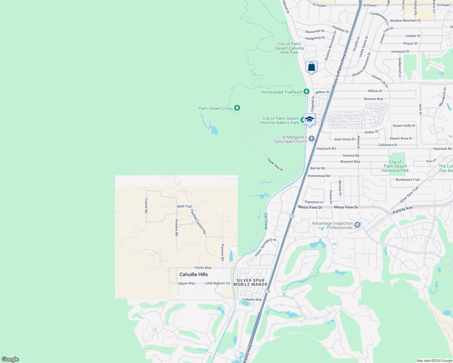 map of restaurants, bars, coffee shops, grocery stores, and more near in Palm Desert