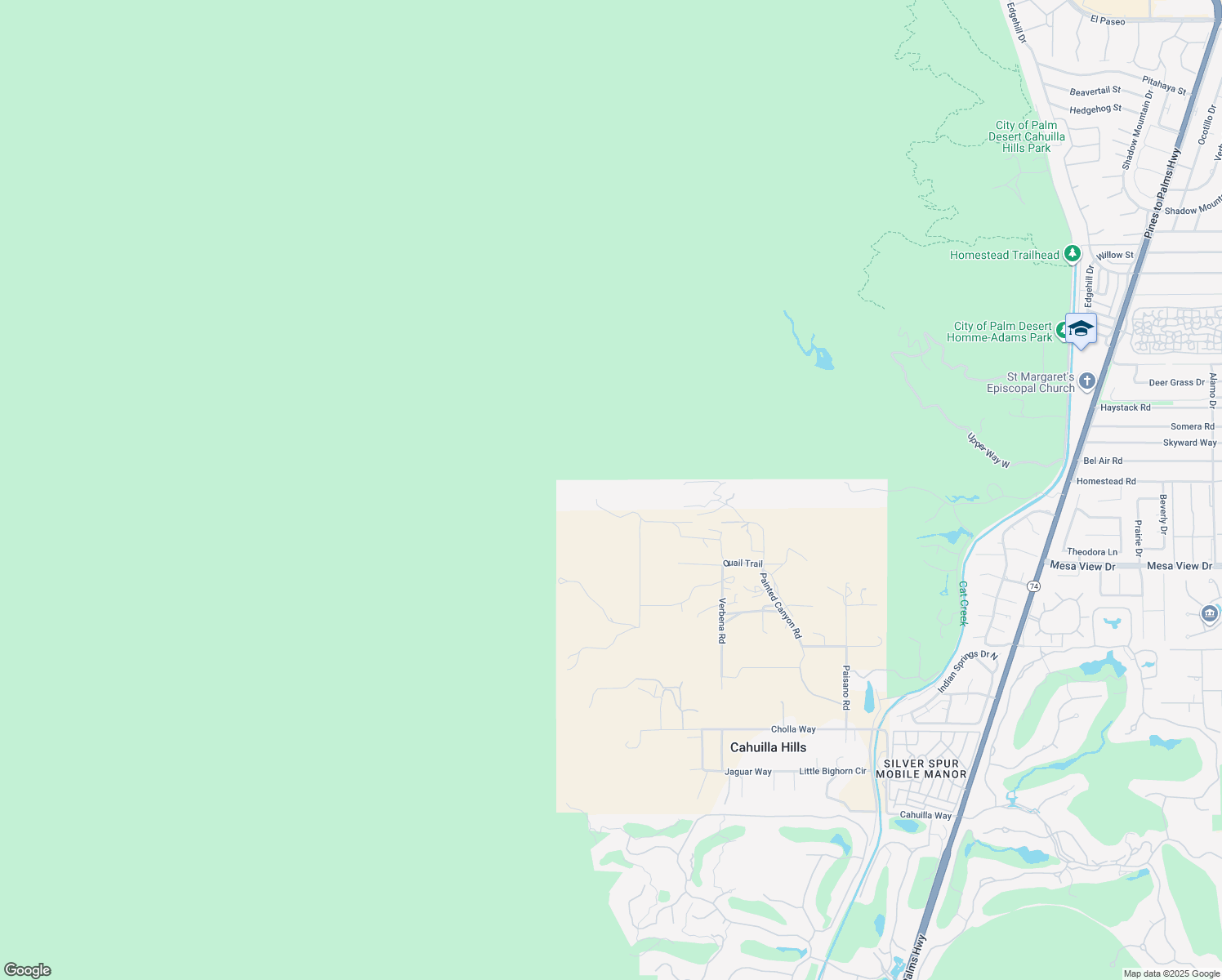 map of restaurants, bars, coffee shops, grocery stores, and more near 71170 Oasis Trail in Palm Desert