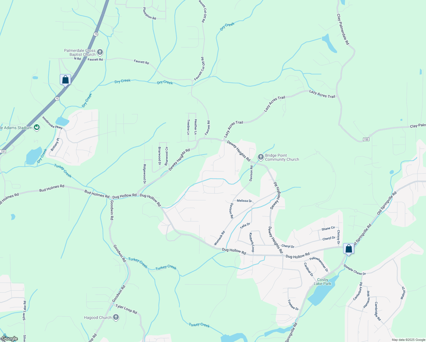 map of restaurants, bars, coffee shops, grocery stores, and more near 4844 Deer Foot Drive in Pinson