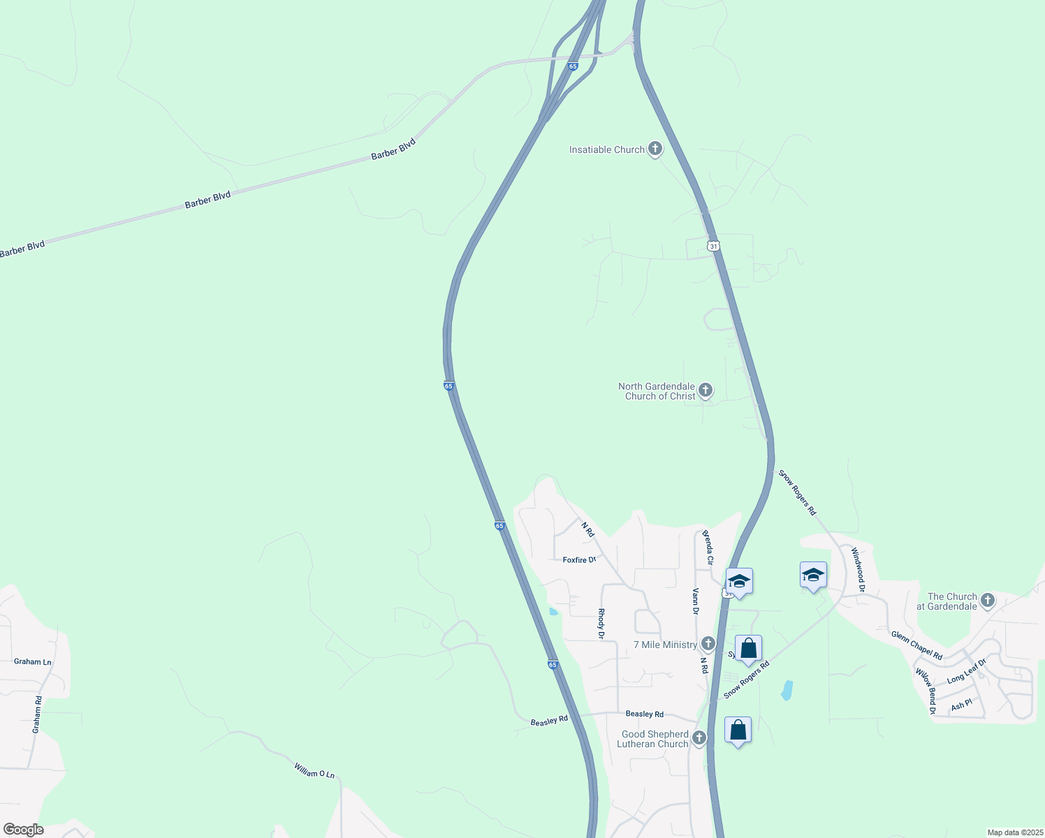 map of restaurants, bars, coffee shops, grocery stores, and more near in Gardendale