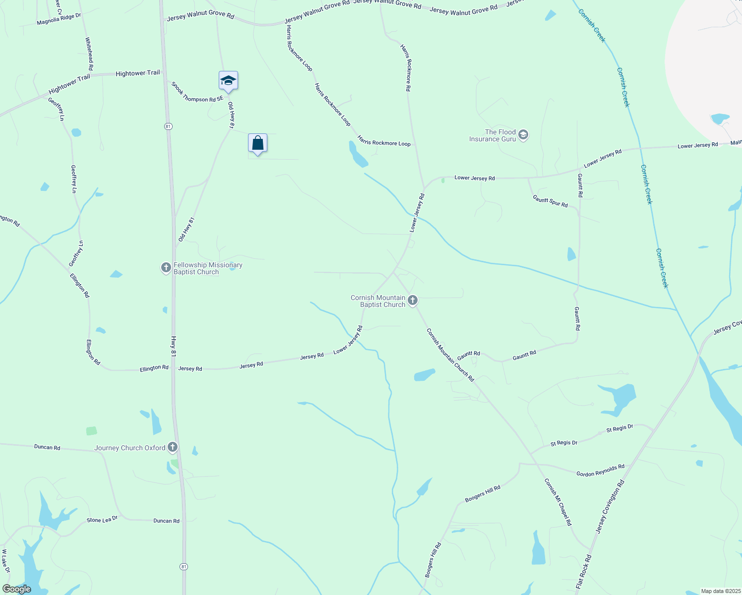 map of restaurants, bars, coffee shops, grocery stores, and more near 4932 Lower Jersey Road in Oxford
