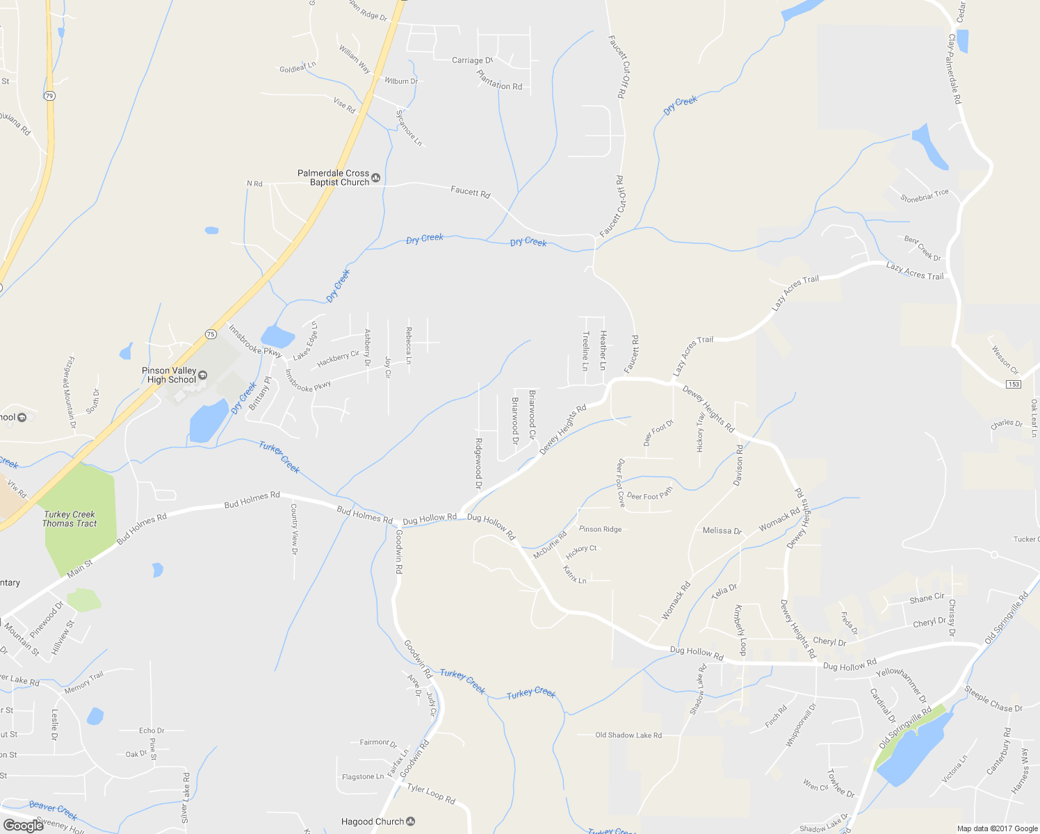 map of restaurants, bars, coffee shops, grocery stores, and more near 6859 Briarwood Drive in Pinson