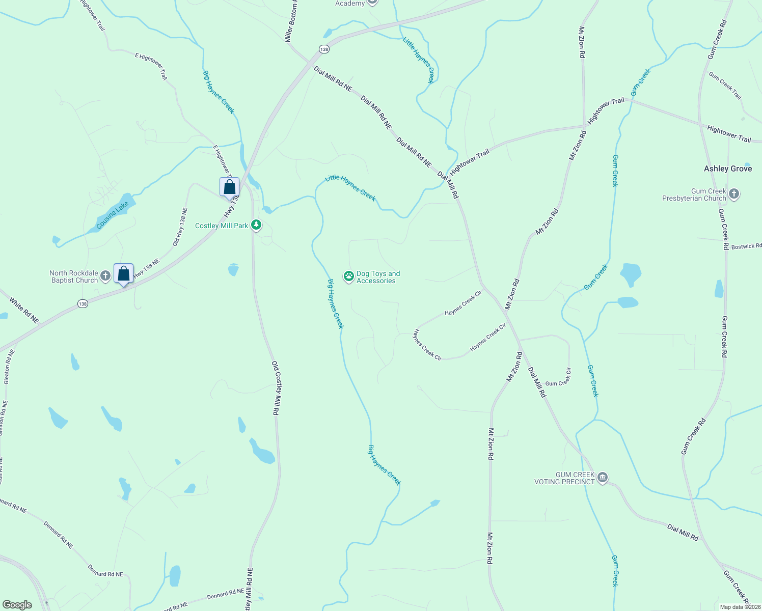 map of restaurants, bars, coffee shops, grocery stores, and more near 105 Wildflower Trail in Oxford