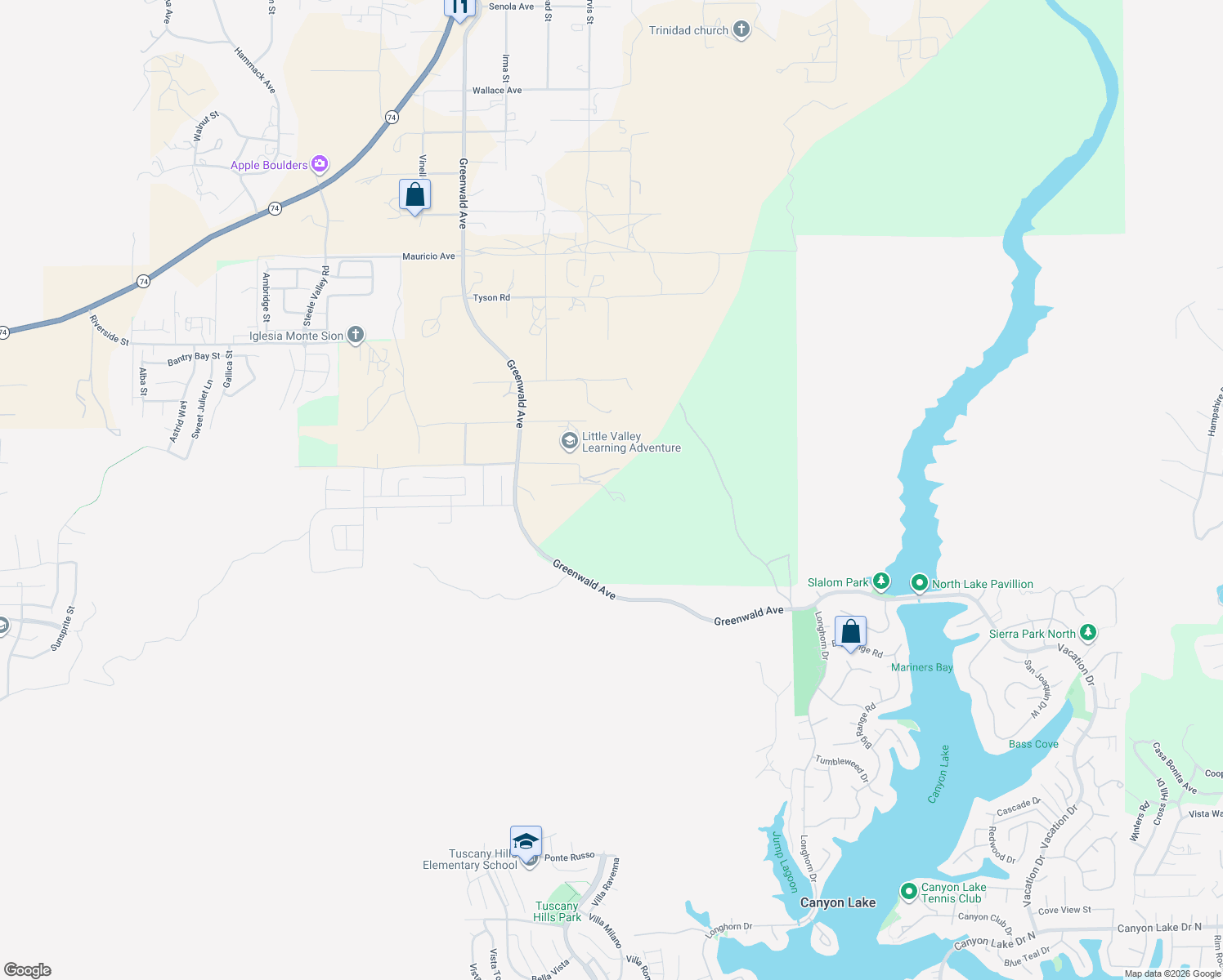 map of restaurants, bars, coffee shops, grocery stores, and more near 21410 Scenic Crest Drive in Perris