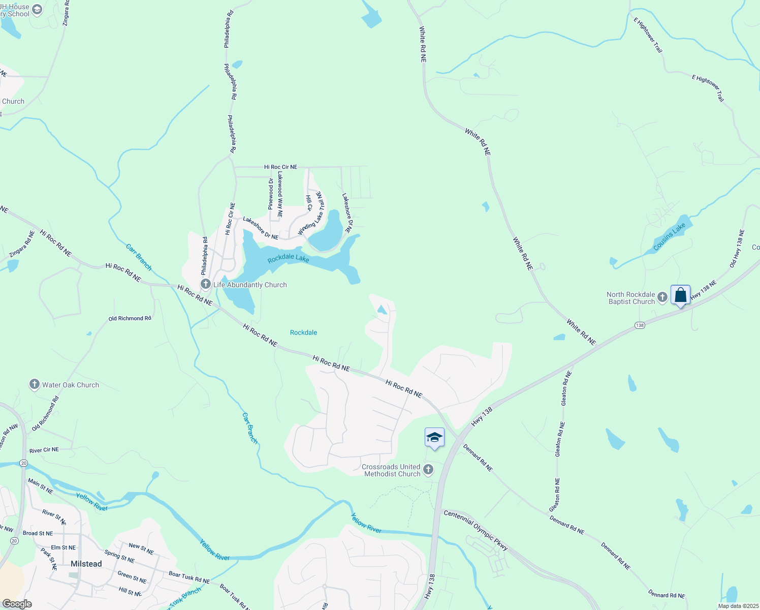 map of restaurants, bars, coffee shops, grocery stores, and more near 2257 Sumner Court Northeast in Conyers