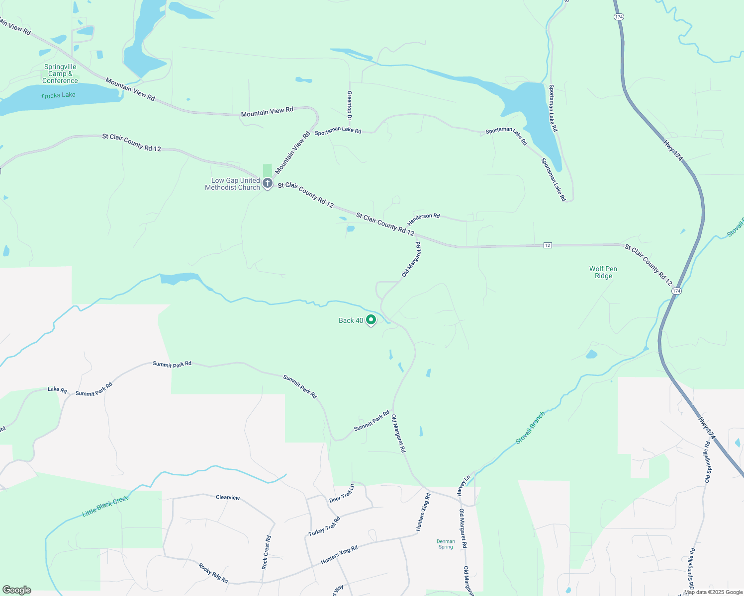 map of restaurants, bars, coffee shops, grocery stores, and more near 225 Maple Crest in Odenville