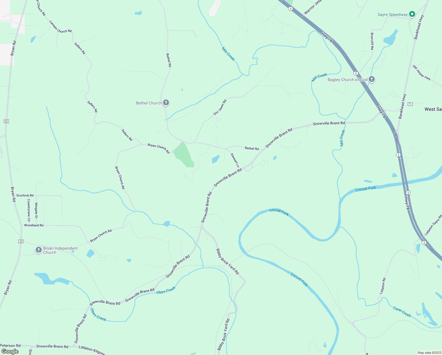 map of restaurants, bars, coffee shops, grocery stores, and more near 5295 Snowville Brent Road in Dora