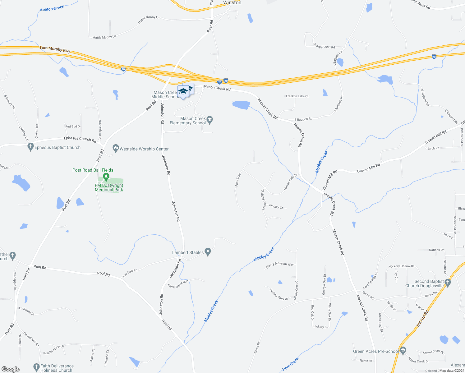 map of restaurants, bars, coffee shops, grocery stores, and more near 3713 Falls Trail in Winston