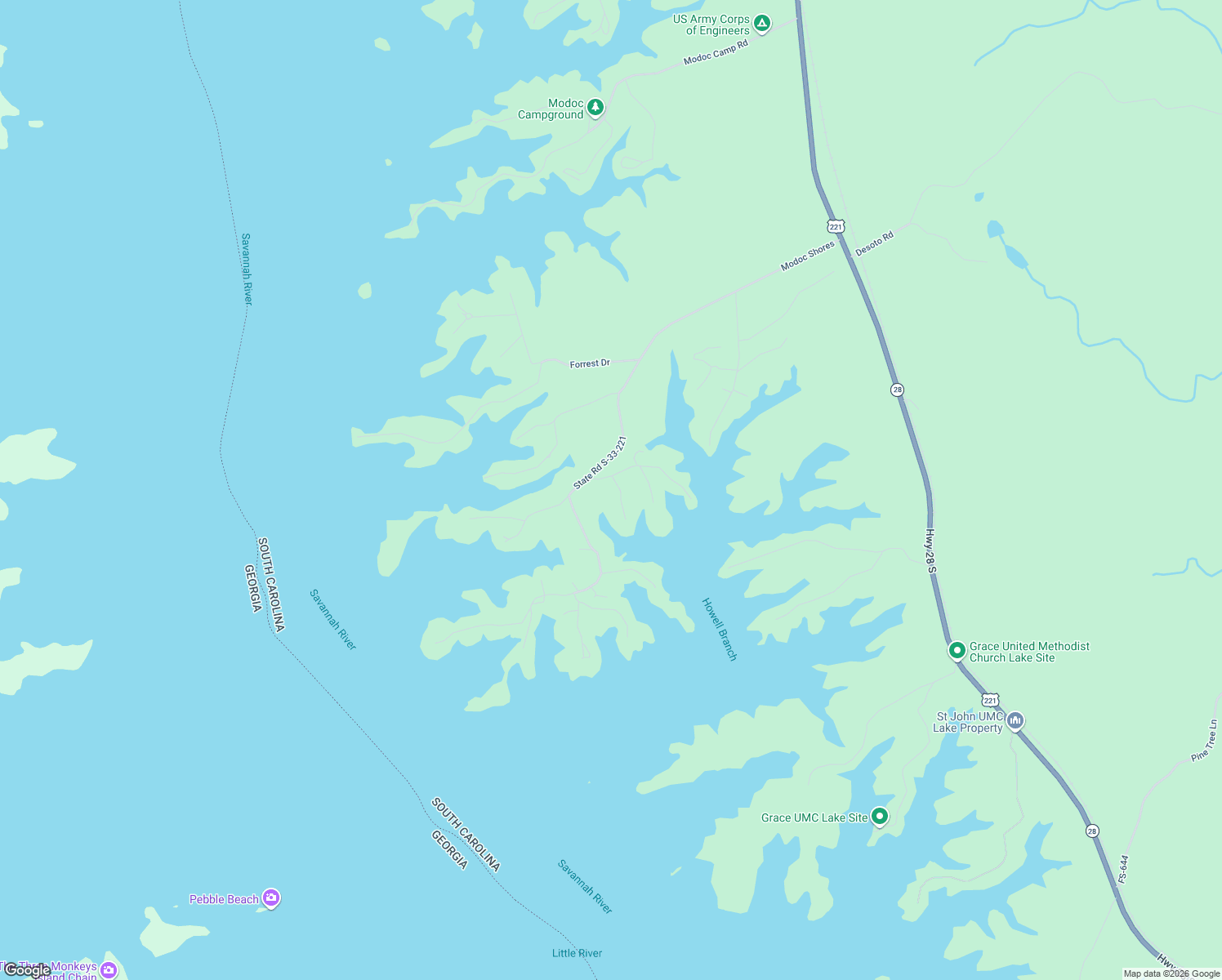 map of restaurants, bars, coffee shops, grocery stores, and more near 74 Hood Drive in Modoc
