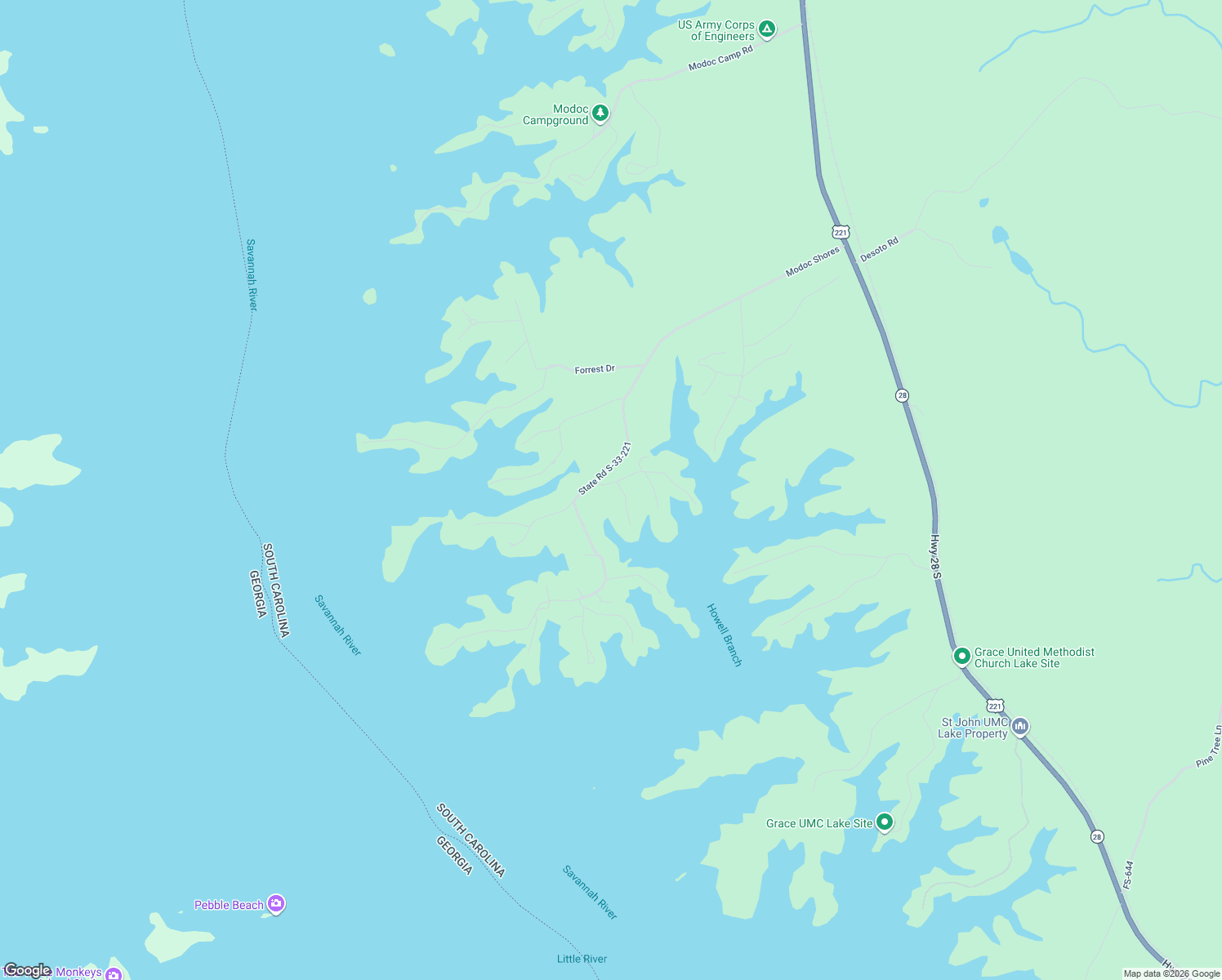 map of restaurants, bars, coffee shops, grocery stores, and more near 74 Hood Drive in Modoc