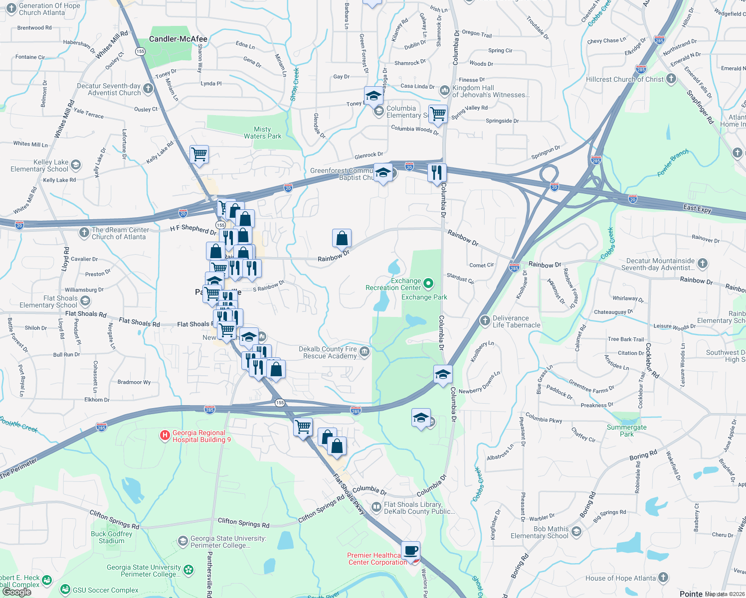 map of restaurants, bars, coffee shops, grocery stores, and more near 2804 Da Vinci Blvd in Decatur