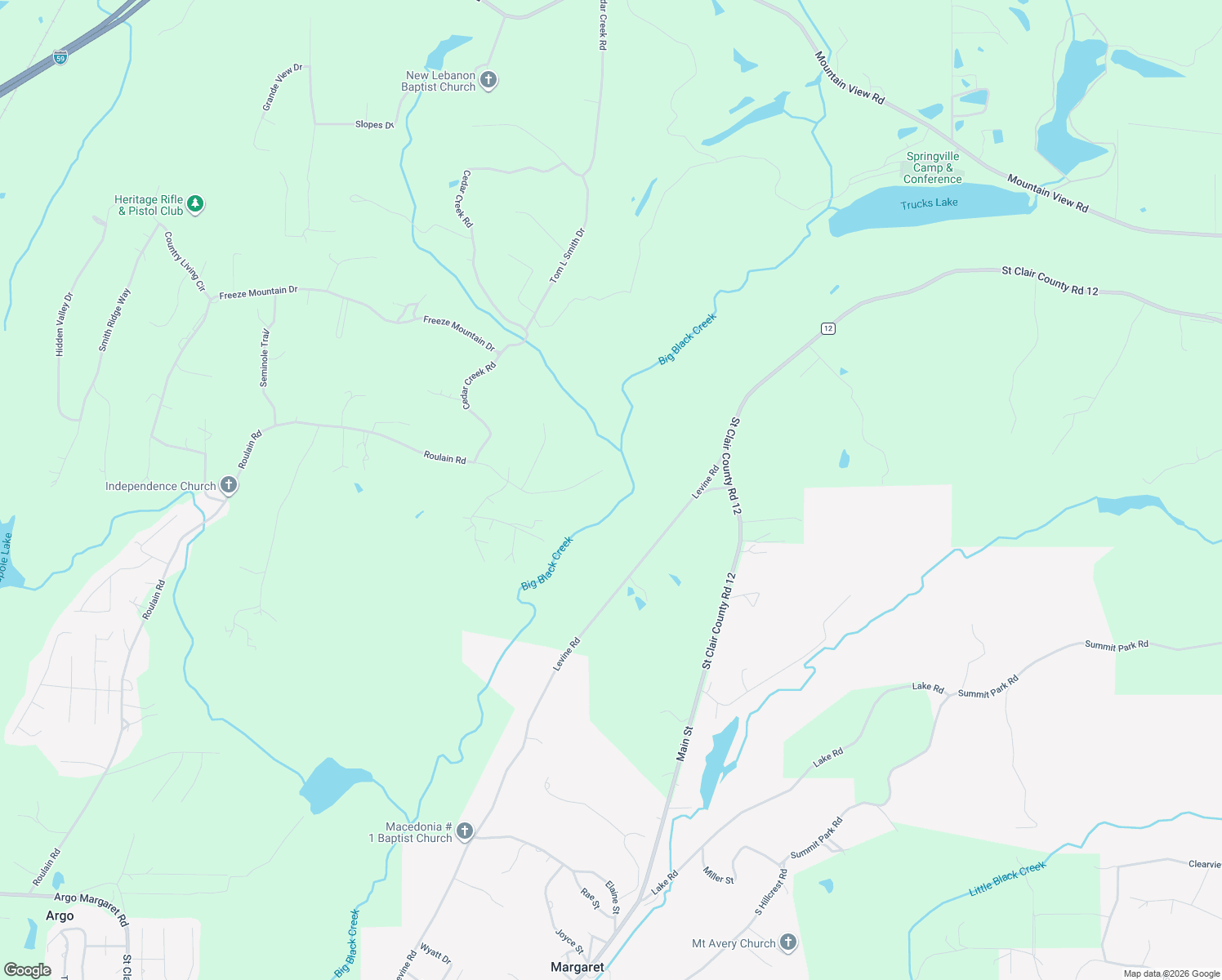 map of restaurants, bars, coffee shops, grocery stores, and more near 2860 Roulain Road in Odenville