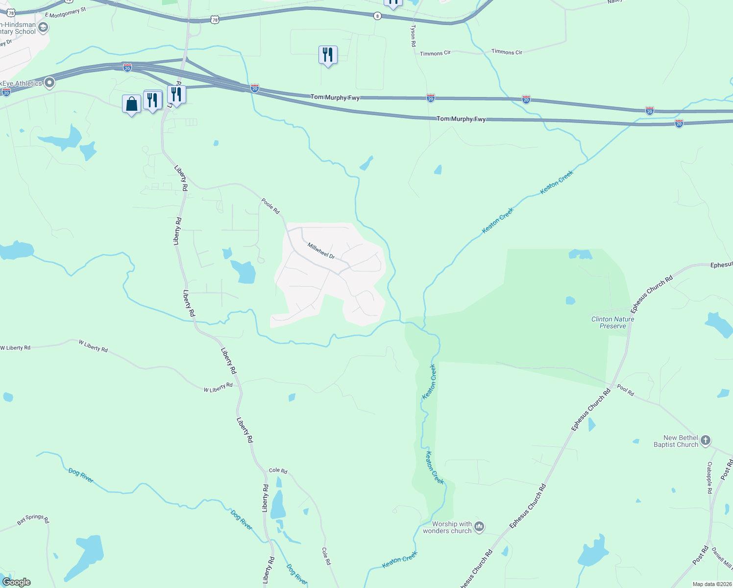 map of restaurants, bars, coffee shops, grocery stores, and more near 9460 Poole Road in Villa Rica
