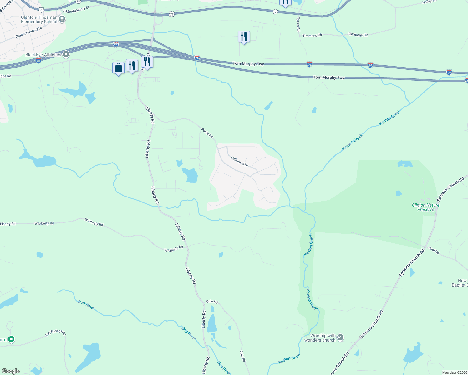 map of restaurants, bars, coffee shops, grocery stores, and more near 9440 Pebble Creek Court in Villa Rica
