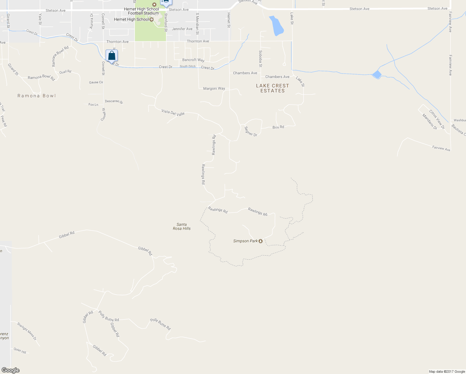 map of restaurants, bars, coffee shops, grocery stores, and more near 42290 Chia Trail in Hemet