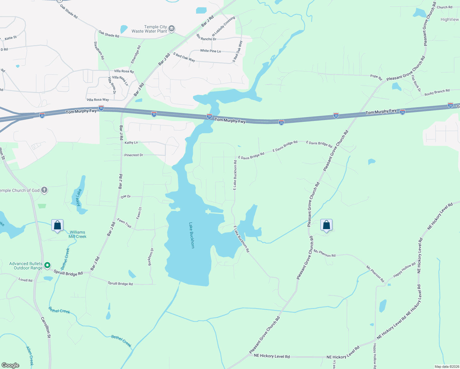 map of restaurants, bars, coffee shops, grocery stores, and more near 598 East Lake Buckhorn Road in Temple