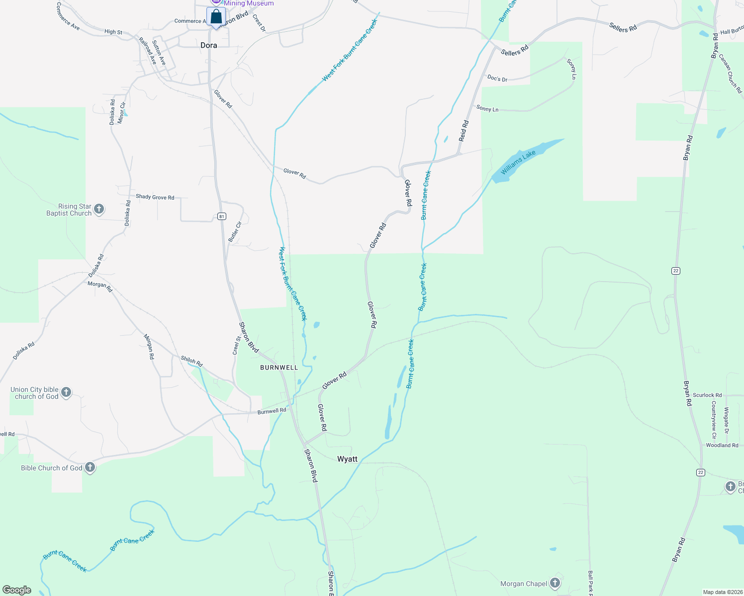 map of restaurants, bars, coffee shops, grocery stores, and more near 1840 Glover Road in Walker County