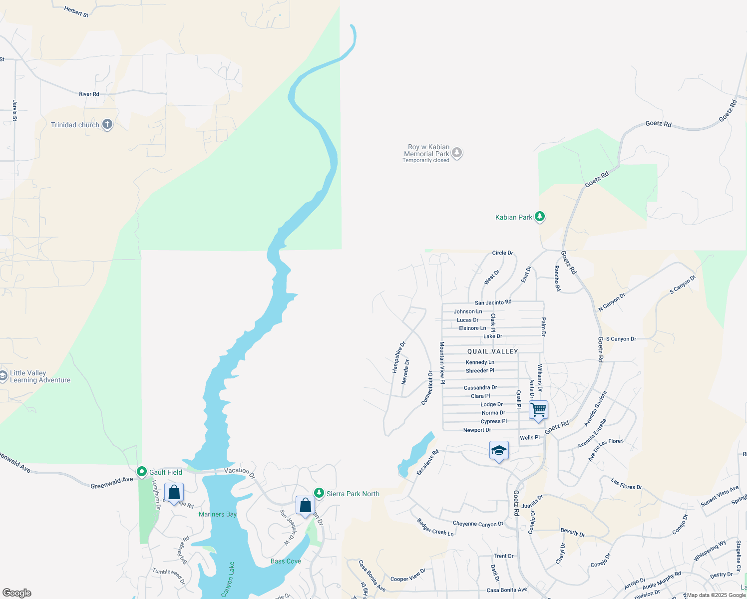 map of restaurants, bars, coffee shops, grocery stores, and more near Montana Street in Menifee