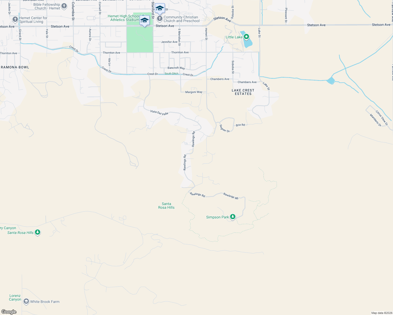 map of restaurants, bars, coffee shops, grocery stores, and more near 28240 Rawlings Road in Hemet