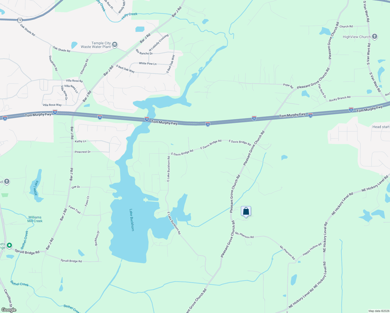 map of restaurants, bars, coffee shops, grocery stores, and more near 312 East Davis Bridge Road in Villa Rica