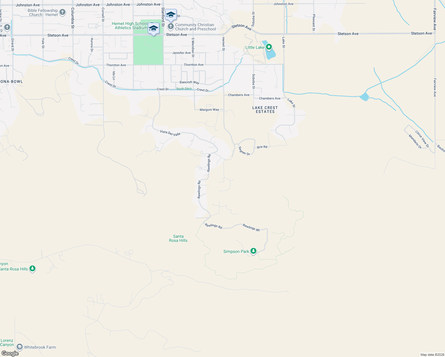 map of restaurants, bars, coffee shops, grocery stores, and more near 28395 Vista Del Valle in Hemet