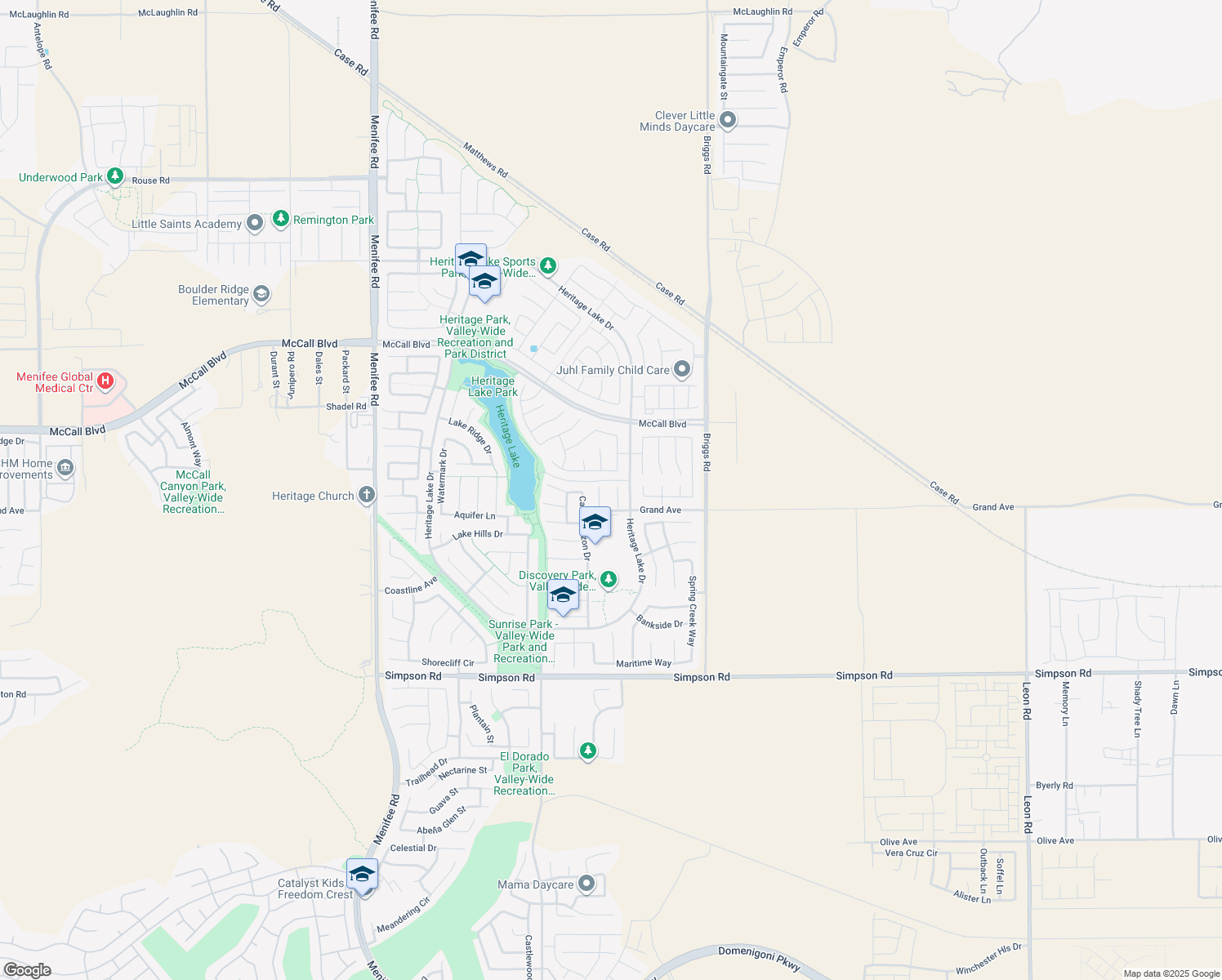 map of restaurants, bars, coffee shops, grocery stores, and more near 27935 Bright Side Cove in Menifee