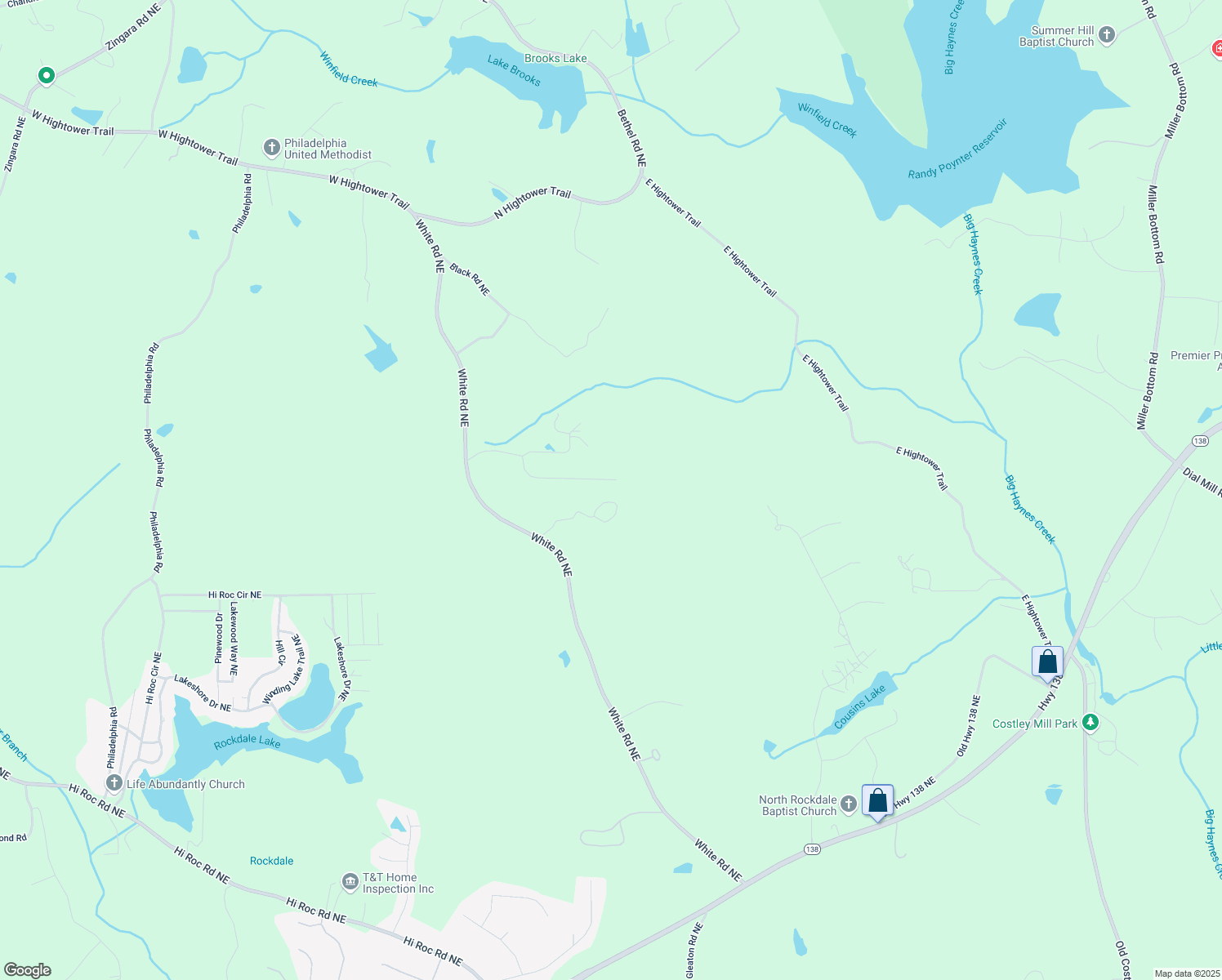map of restaurants, bars, coffee shops, grocery stores, and more near 2900 Terrace Ridge Road Northeast in Conyers
