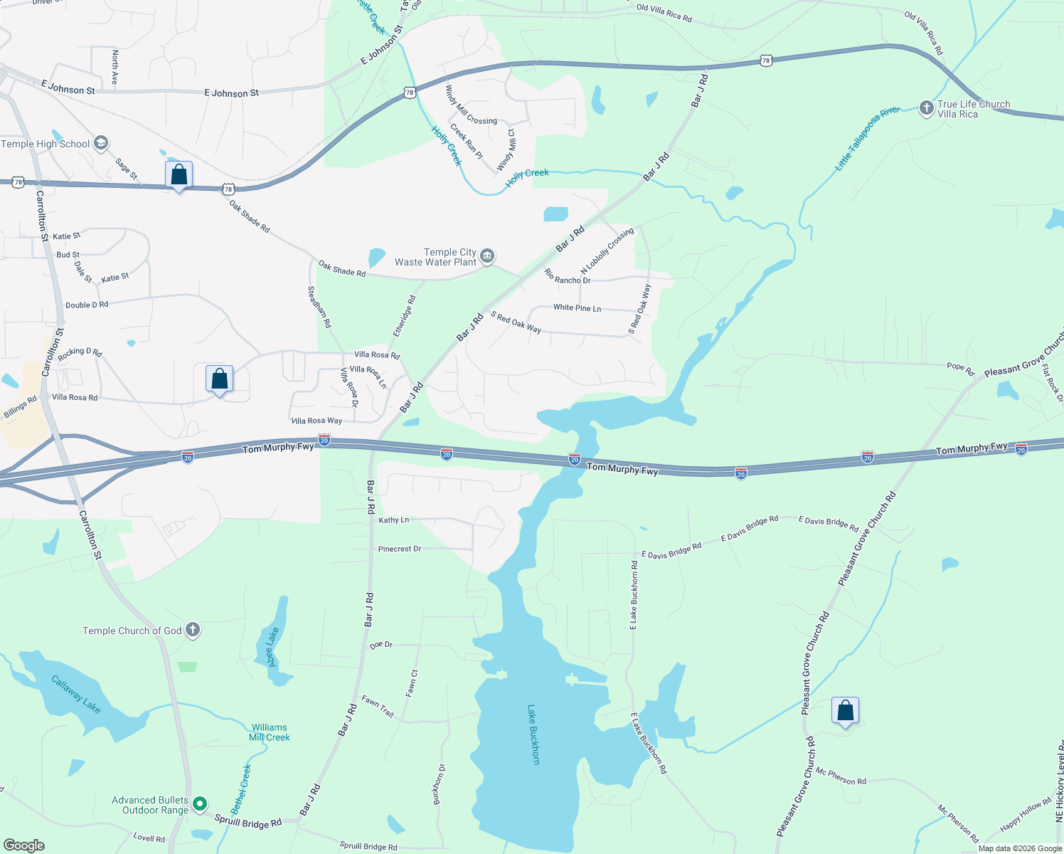 map of restaurants, bars, coffee shops, grocery stores, and more near 570 Clinton Drive in Temple