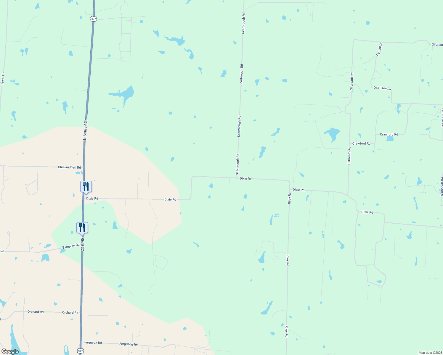 map of restaurants, bars, coffee shops, grocery stores, and more near 436 Dixie Road in Whitesboro