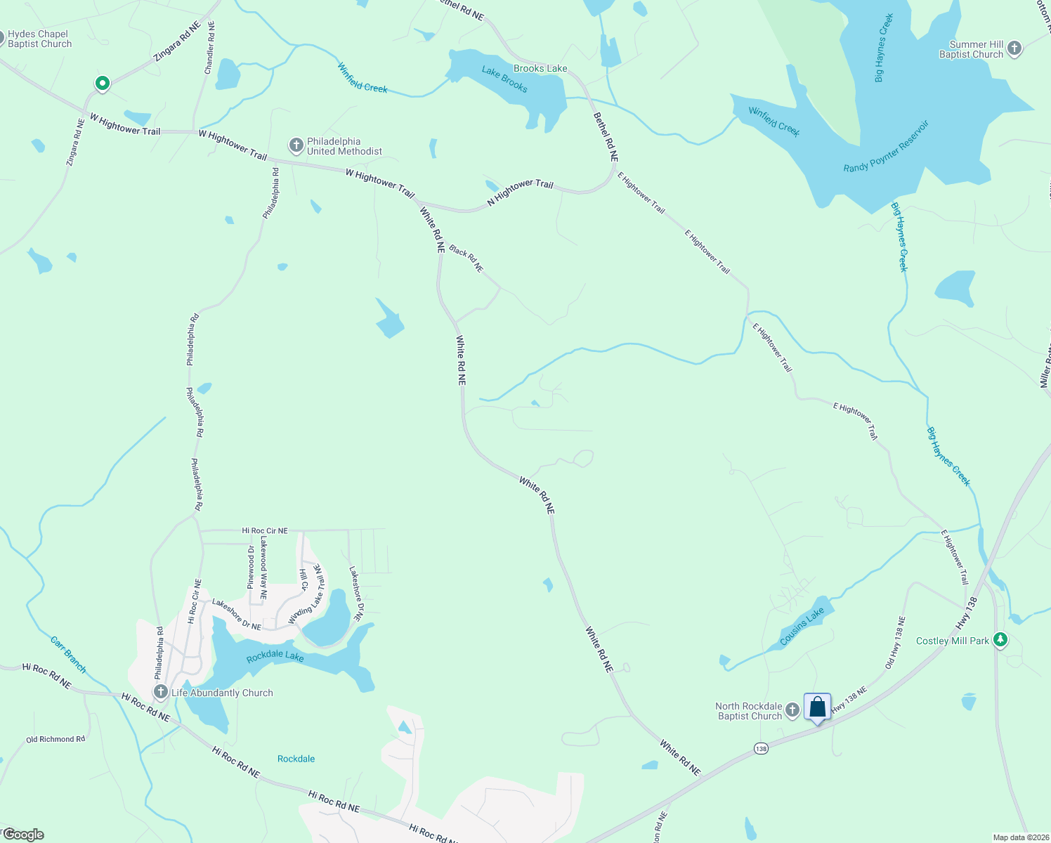 map of restaurants, bars, coffee shops, grocery stores, and more near 2831 Terrace Ridge Road Northeast in Conyers