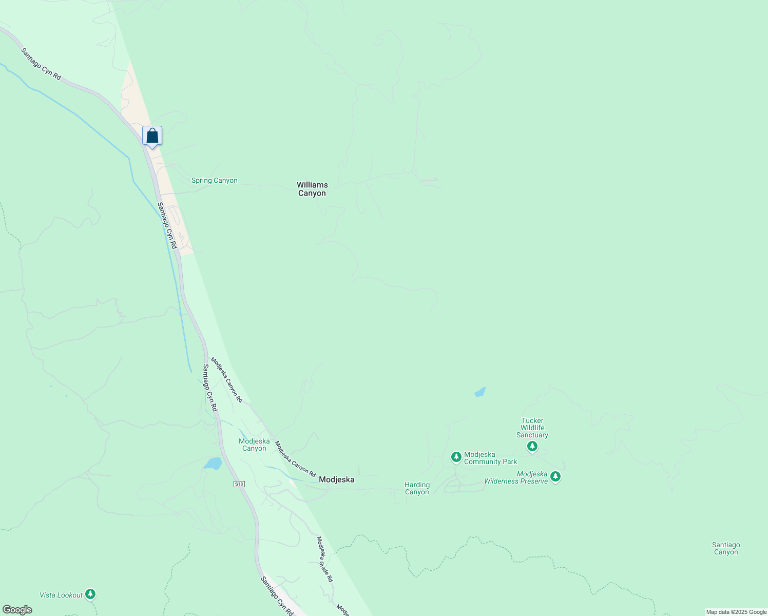 map of restaurants, bars, coffee shops, grocery stores, and more near Silverado Canyon Road in Silverado