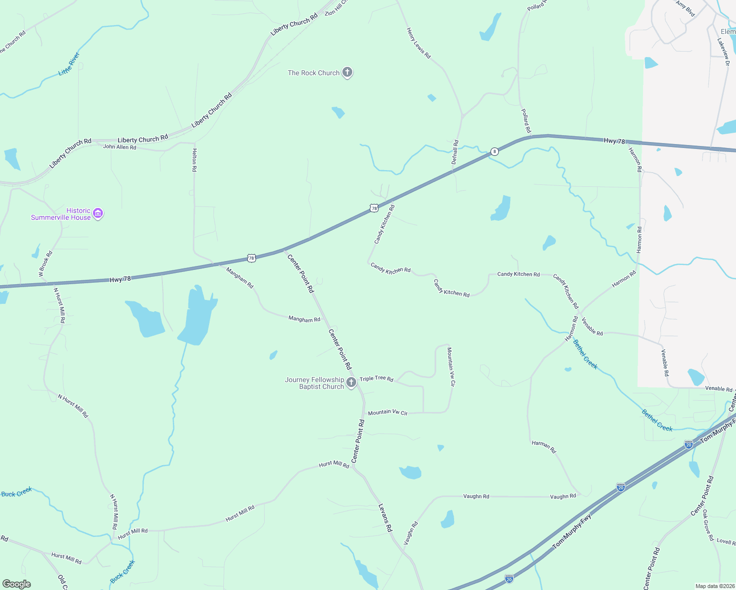 map of restaurants, bars, coffee shops, grocery stores, and more near 183 Candy Kitchen Road in Bremen