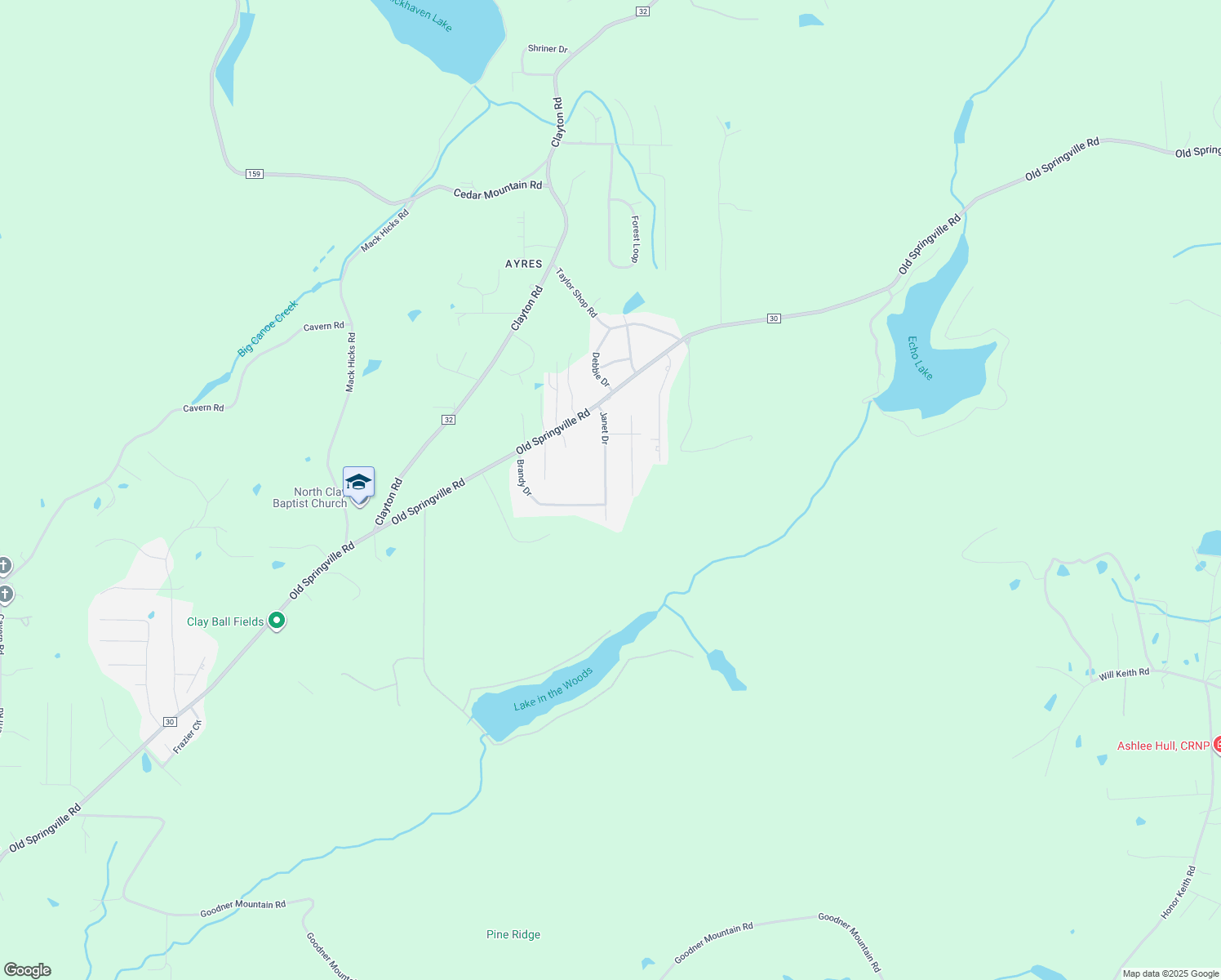 map of restaurants, bars, coffee shops, grocery stores, and more near 5841 Janet Drive in Trussville