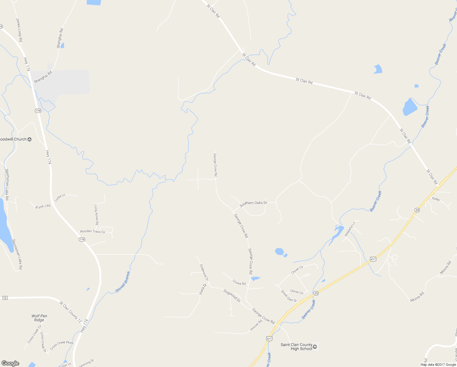 map of restaurants, bars, coffee shops, grocery stores, and more near 1294 George Crow Road in Odenville