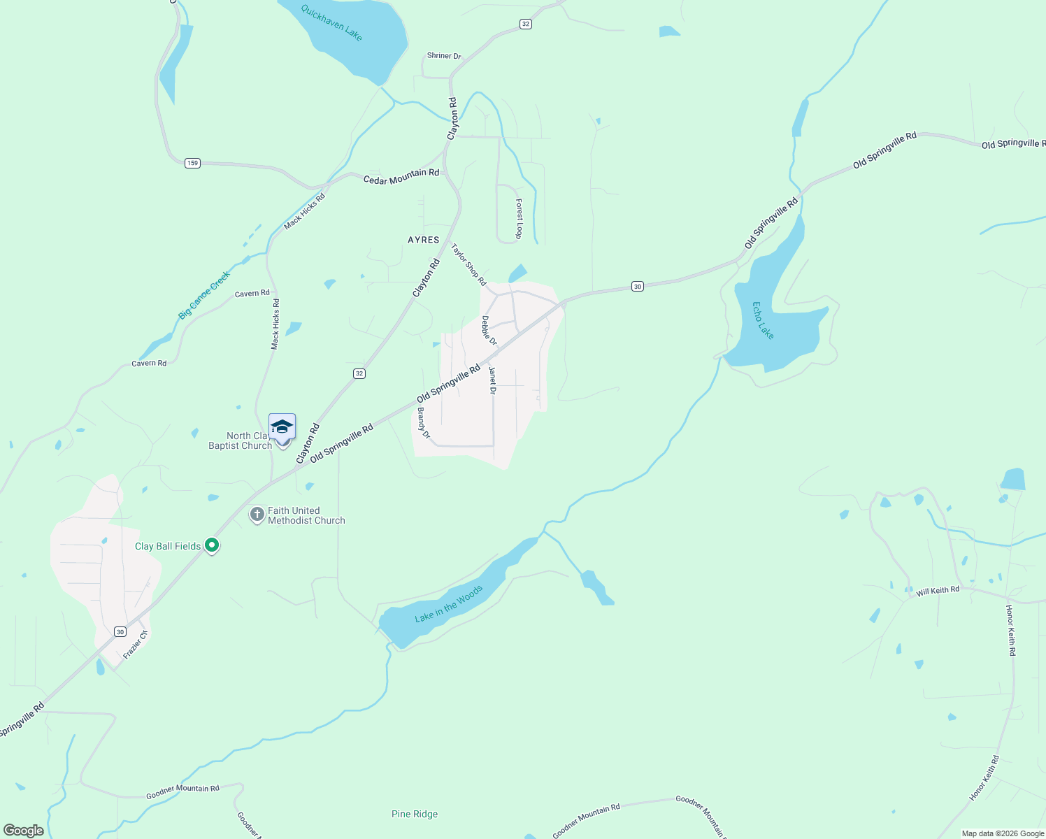 map of restaurants, bars, coffee shops, grocery stores, and more near 5855 Brenda Drive in Trussville