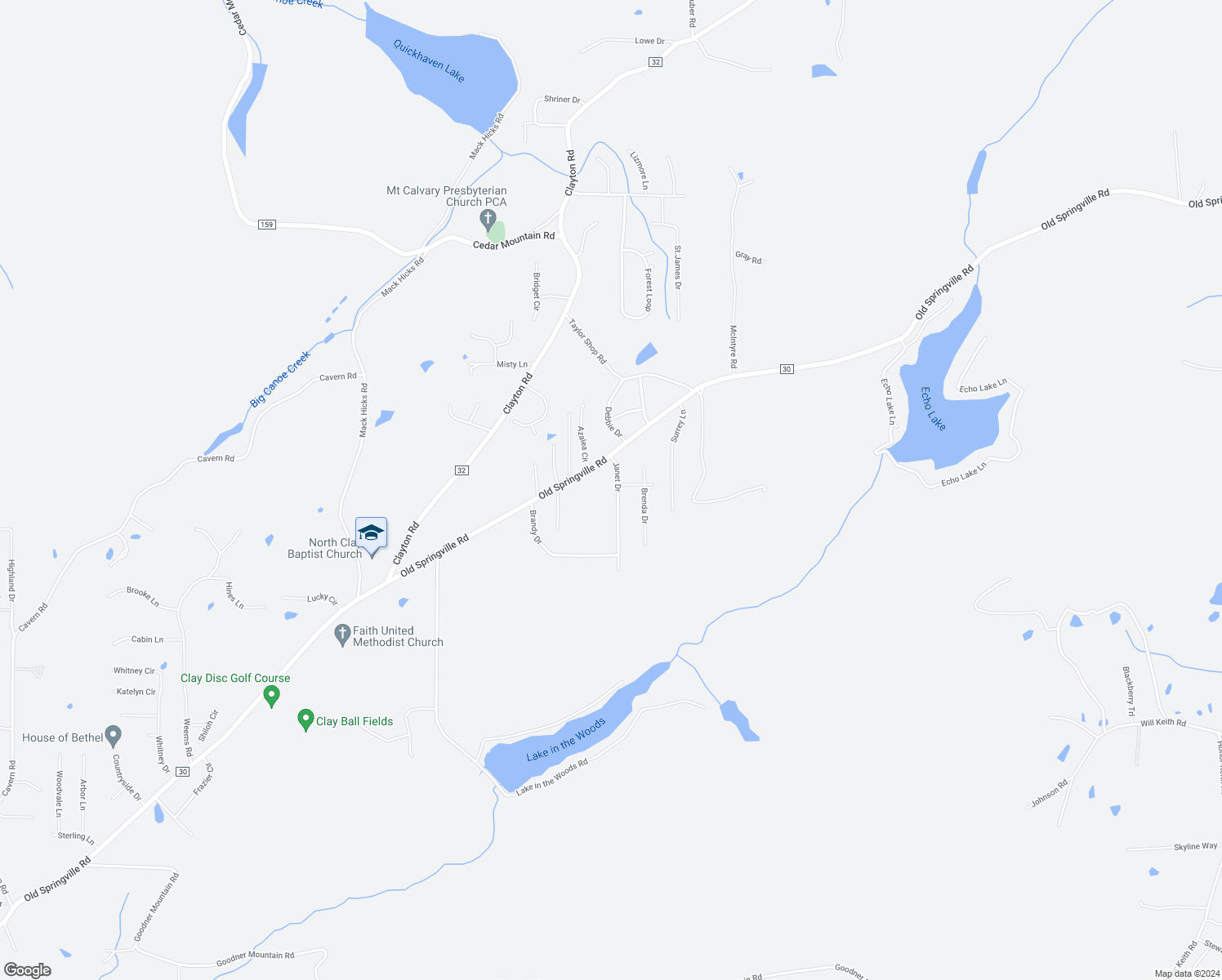 map of restaurants, bars, coffee shops, grocery stores, and more near 5876 Janet Drive in Trussville