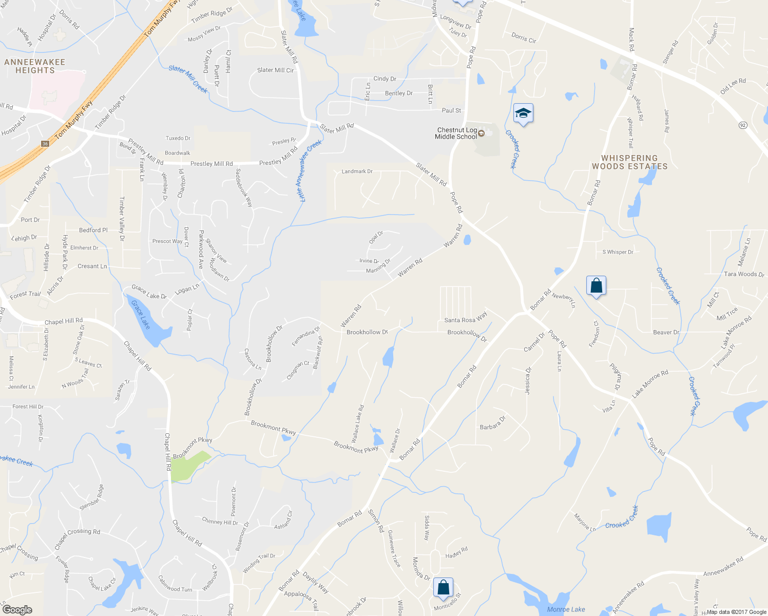 map of restaurants, bars, coffee shops, grocery stores, and more near 3890 Nixon Grove Drive in Douglasville