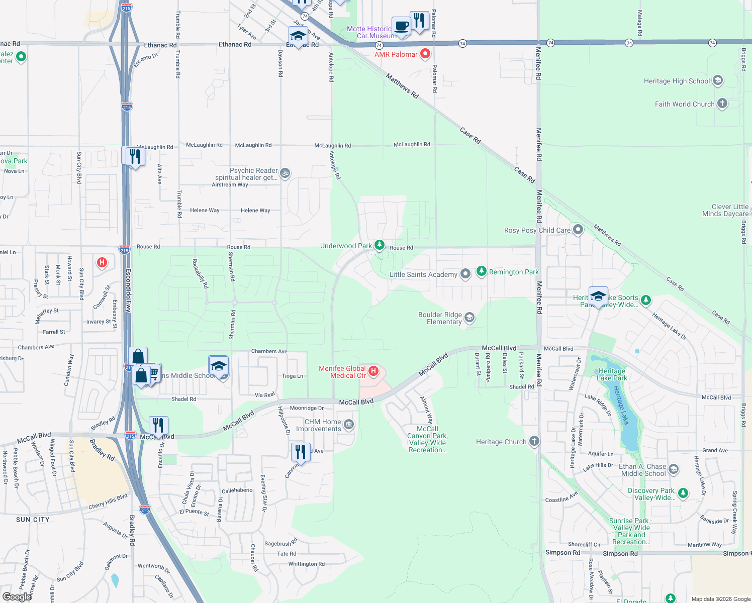 map of restaurants, bars, coffee shops, grocery stores, and more near in Riverside County