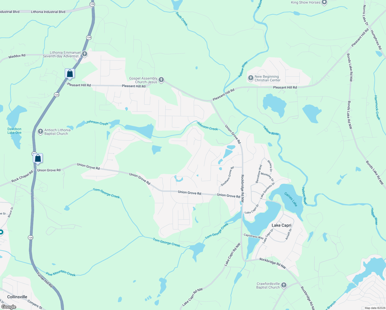 map of restaurants, bars, coffee shops, grocery stores, and more near 2433 Benson Ridge in Lithonia