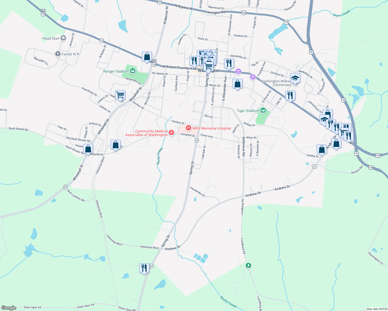 map of restaurants, bars, coffee shops, grocery stores, and more near 913 Spring Street in Washington